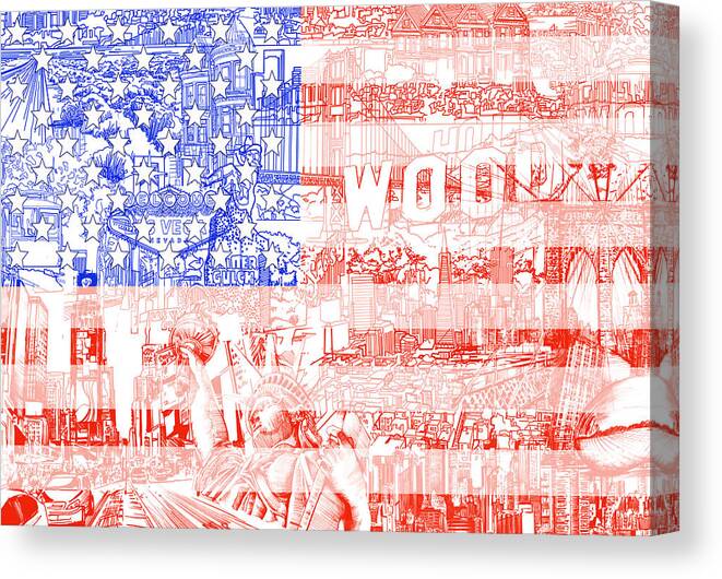 Usa Flag Canvas Print featuring the painting Usa flag 1 by Bekim M
