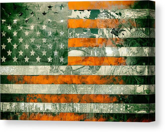 Usa Flag Canvas Print featuring the painting Usa flag 5 by Bekim M