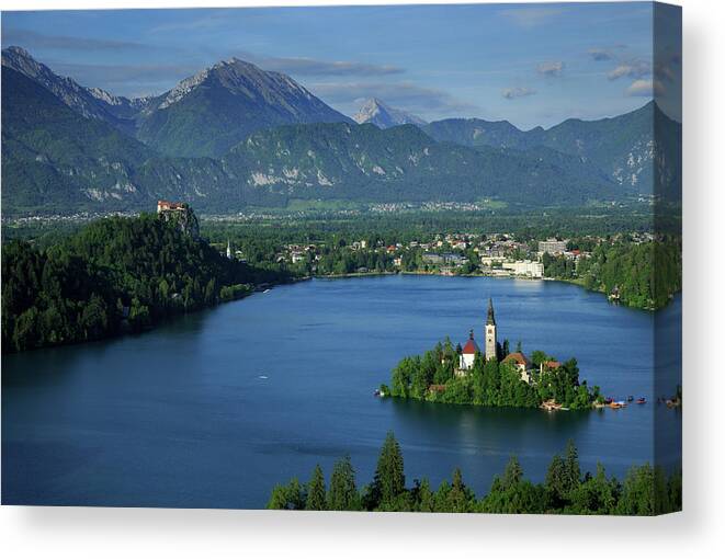 Bled Canvas Print featuring the photograph View of Lake Bled from Ojstrica by Ian Middleton