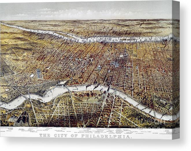 1875 Canvas Print featuring the photograph View Of Philadelphia by Granger