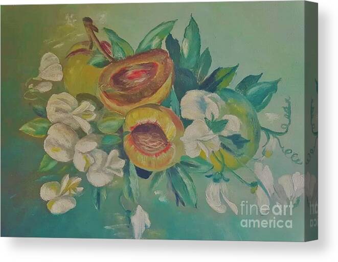 Fruit Canvas Print featuring the painting Vintage Still Life by Tracey Lee Cassin