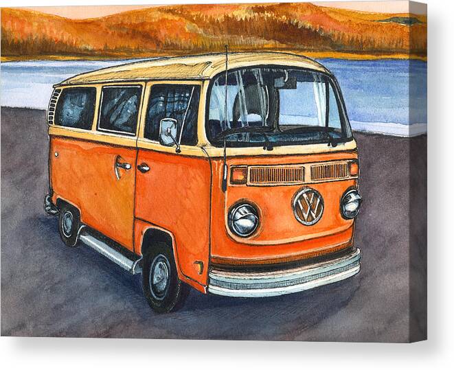 Volkswagon Bus Canvas Print featuring the painting Ryan's Magic Bus by Katherine Miller