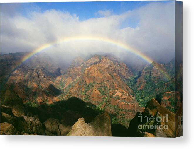 Above Canvas Print featuring the photograph Waimea Canyon, Full Rainbow by Brent Black - Printscapes