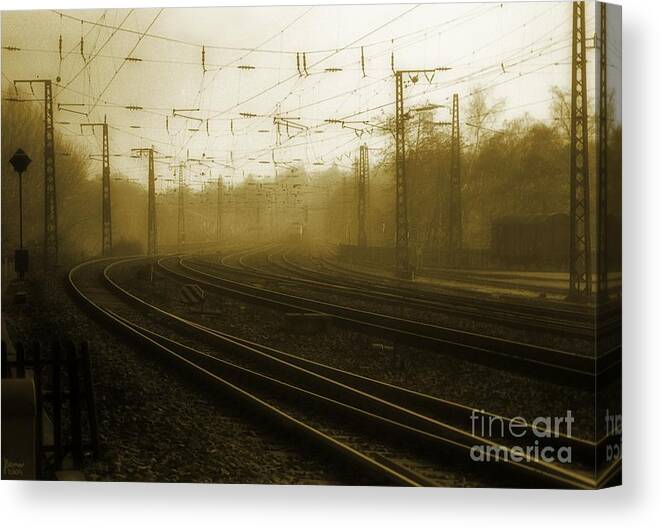 Train Canvas Print featuring the photograph Waiting by Jeff Breiman