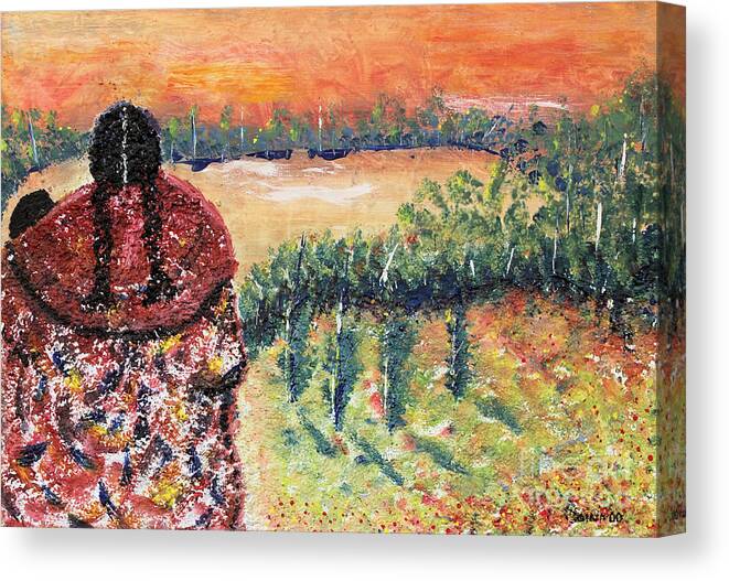 Mexican Art Canvas Print featuring the painting Waiting by Sonia Flores Ruiz