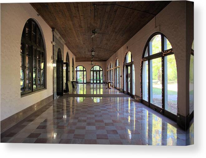 Hdr Canvas Print featuring the photograph Wakulla Springs Lodge Reception Room in HDR by Frank Feliciano