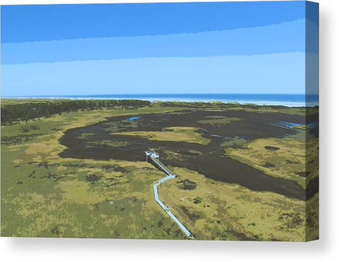 Bodie Island Canvas Print featuring the drawing Walkway to Bodie Island Lighthouse by Darrell Foster