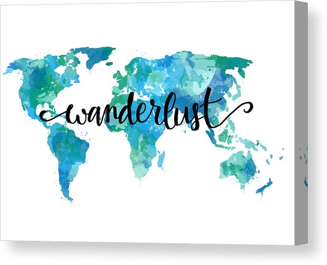 Wanderlust Teal World Map Canvas Print Canvas Art By Michelle