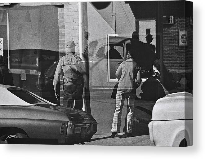 Black And White Canvas Print featuring the photograph Warrensburg, Missouri-1975-reflections by Brian Green
