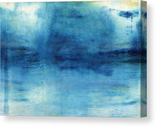 Blue Water Sky Watercolor Abstract Contemporary Modern Minimal Coastal Beach Pottery Barn Art West Elm Art Crate And Barrel Abstract Landscape Home Decorairbnb Decorliving Room Artbedroom Artcorporate Artset Designgallery Wallart By Linda Woodsart For Interior Designersbook Coverpillowtotehospitality Arthotel Art Canvas Print featuring the painting Wash Away- Abstract Art by Linda Woods by Linda Woods