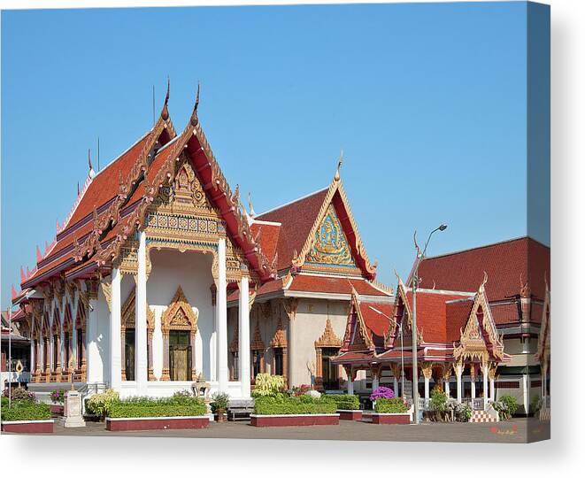 Scenic Canvas Print featuring the photograph Wat Bangphratoonnok Phra Ubosot and Phra Wihan DTHB0557 by Gerry Gantt
