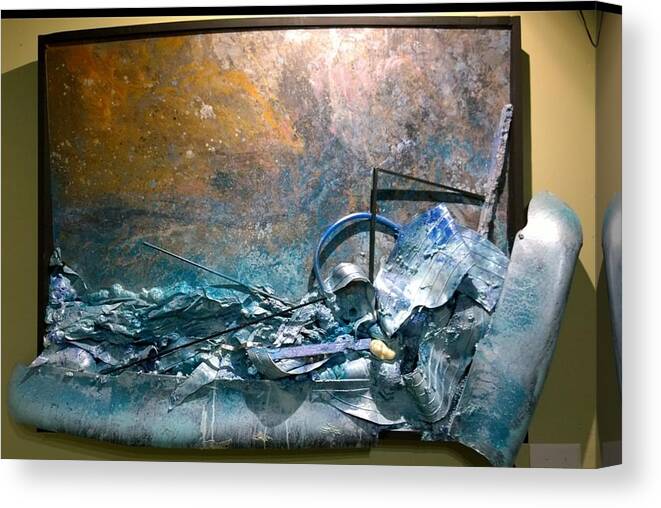 Wall Sculpture Abstract Robert Anderson Ocean Waves Expressionism Canvas Print featuring the mixed media Water Abstract #31017 by Robert Anderson