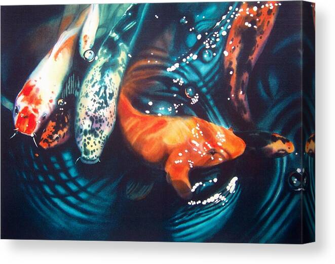 Koi Canvas Print featuring the painting Water Ballet by Denny Bond