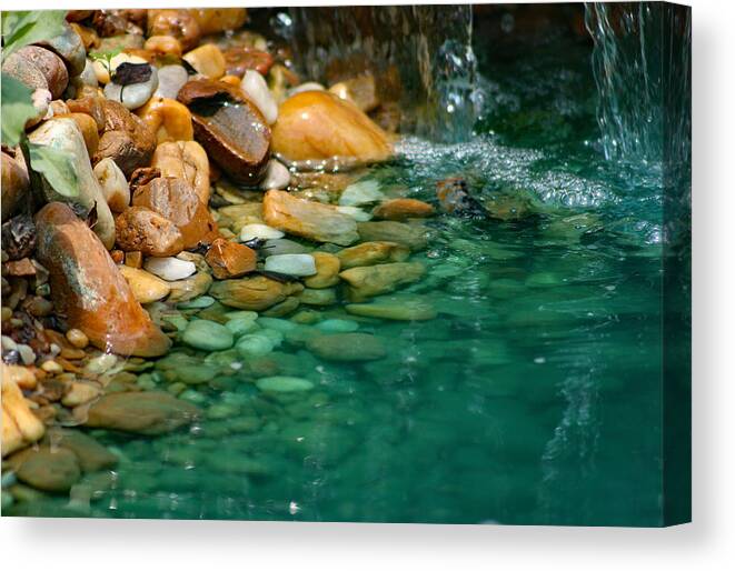 Nature Canvas Print featuring the photograph Water Falling On Rocks by DB Hayes