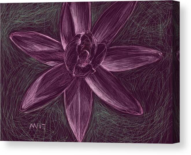 Water Lily Canvas Print featuring the digital art Water Lily by AnneMarie Welsh