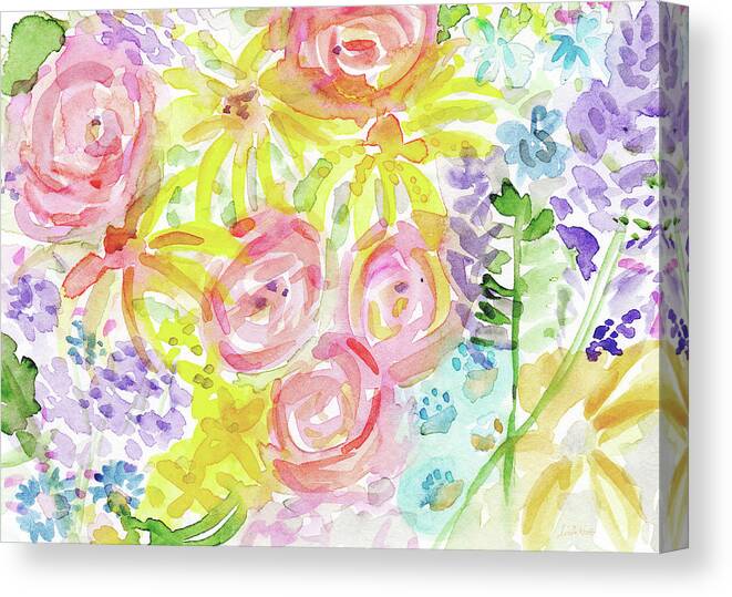 Roses Canvas Print featuring the painting Watercolor Rose Garden- Art by Linda Woods by Linda Woods