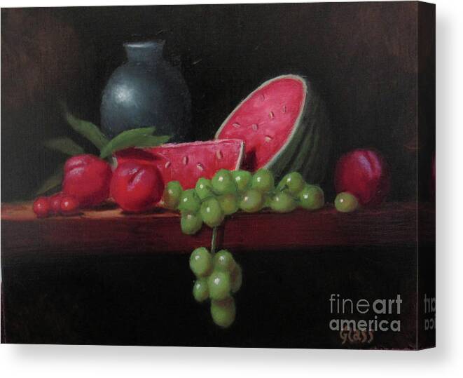 Watermelon Canvas Print featuring the painting A Fragment of Summer by Tina Glass