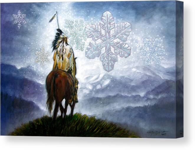 American Indian Canvas Print featuring the painting We Vanish Like the Snow Flake by John Lautermilch