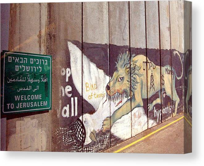 Lion Canvas Print featuring the photograph Welcome to Jerusalem by Munir Alawi