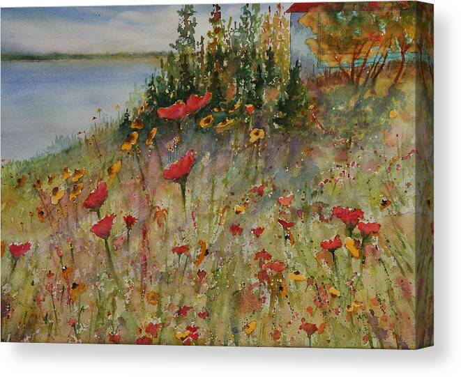 Nature Canvas Print featuring the painting Wendy's Wildflowers by Ruth Kamenev