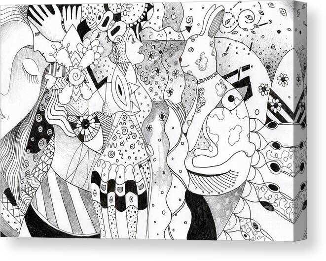 Fantasy Canvas Print featuring the drawing When Anything Is Possible aka Imagine 1 by Helena Tiainen