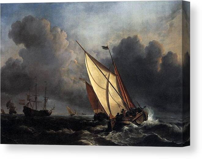 Willem Van De Velde The Younger Canvas Print featuring the painting Willem van by MotionAge Designs