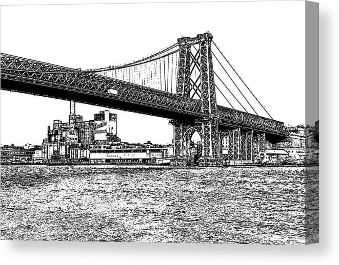 Williamsburg Bridge Canvas Print featuring the photograph Williamsburg Bridge 1.1 - New York by Frank Mari