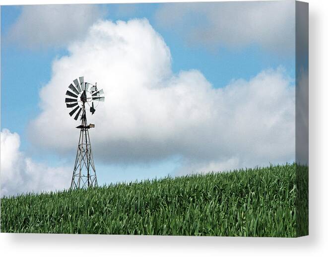 Outdoors Canvas Print featuring the photograph Windmill and Bird by Doug Davidson