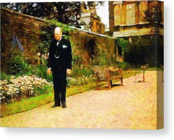 Winston Churchill Canvas Print featuring the painting Winston Churchill, 1943 by Vincent Monozlay