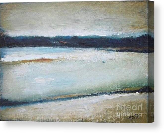 Landscape Canvas Print featuring the painting Winter Lake by Vesna Antic