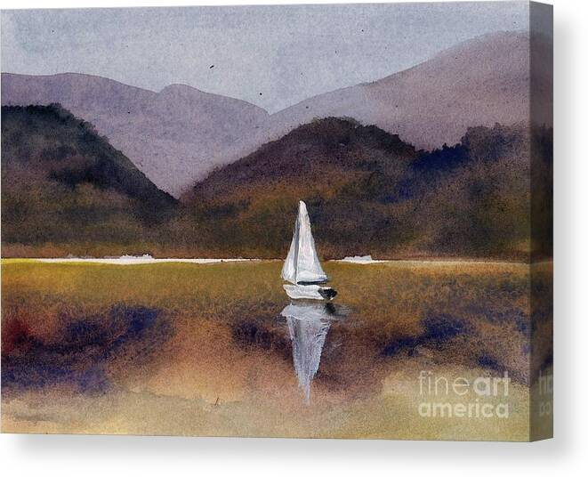 Sailing Canvas Print featuring the painting Winter Sailing at Our Island by Randy Sprout