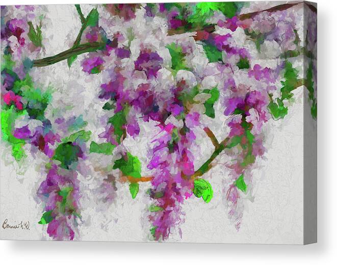 Wisteria Canvas Print featuring the digital art Wisteria Branch by Bonnie Willis