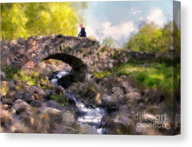 Bridge Canvas Print featuring the digital art With Flowers In Her Hair by Lois Bryan