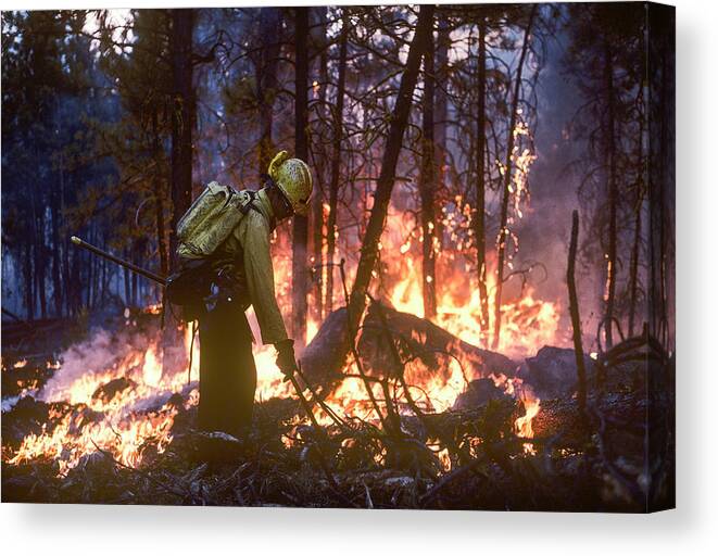 California Canvas Print featuring the photograph Working on the Fireline by Robert Potts