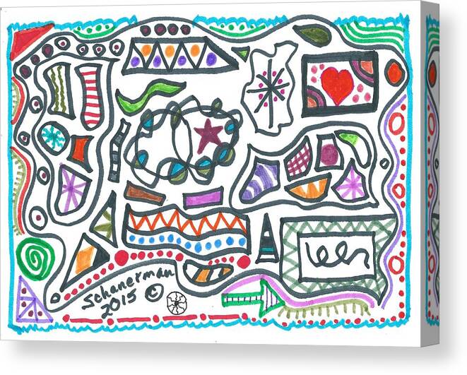 Doodle Art Canvas Print featuring the drawing World of Wonder by Susan Schanerman
