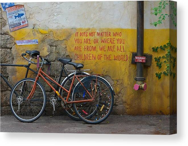 Quote Canvas Print featuring the photograph Writing On The Wall by Carolyn Mickulas