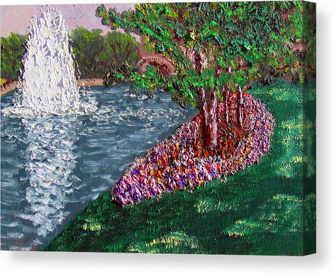 Fountain Canvas Print featuring the painting WRSP August by Stan Hamilton