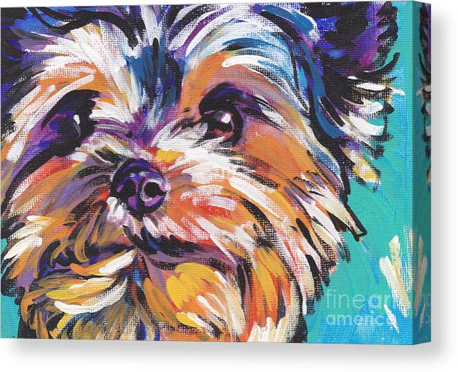 Yorkshire Terrier Canvas Print featuring the painting Yay Yorkie by Lea S