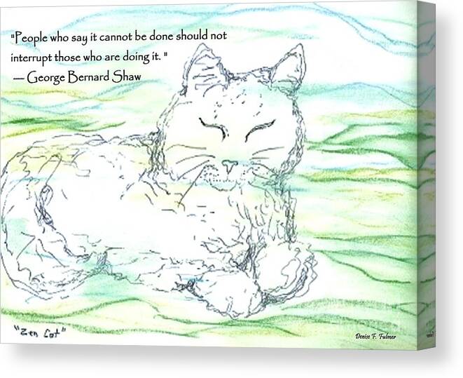 Cat Canvas Print featuring the mixed media Zen Cat by Denise F Fulmer