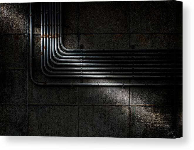 Pipes Canvas Print featuring the photograph - U N D E R T H E B R O O K L Y N B R I D G E - by Wim Schuurmans