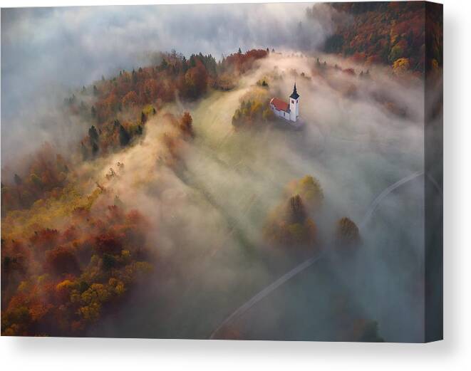 Autumn Canvas Print featuring the photograph Autumn Morning #1 by Ales Komovec