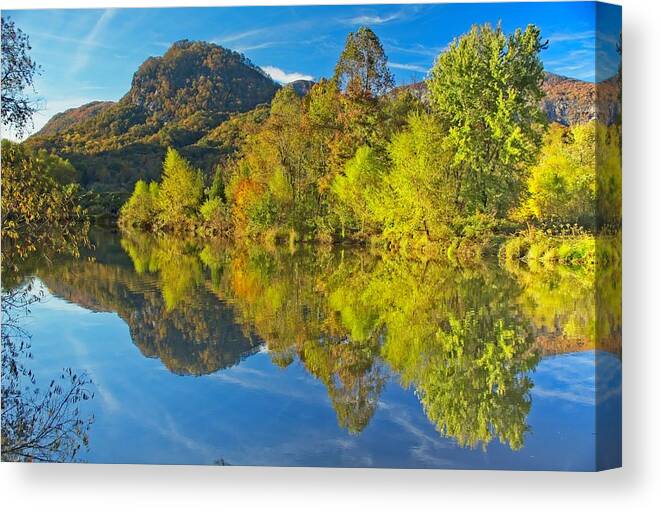 Autumn Canvas Print featuring the photograph Autumn Reflections #1 by Allen Nice-Webb
