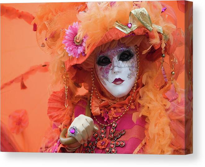 Portrait Canvas Print featuring the photograph Carnival In Orange #1 by Stefan Nielsen