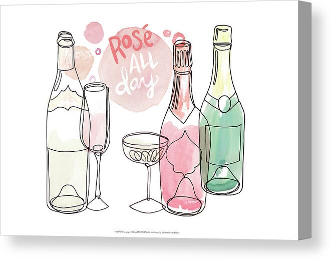 Kitchen Canvas Print featuring the painting Champagne Wishes II #1 by Jennifer Paxton Parker