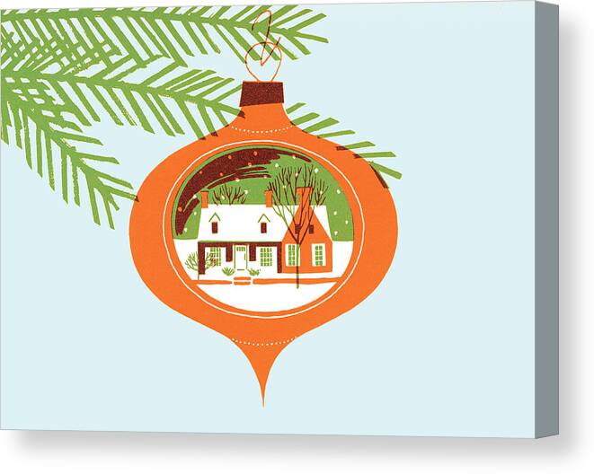 Branch Canvas Print featuring the drawing Christmas tree ornament #1 by CSA Images