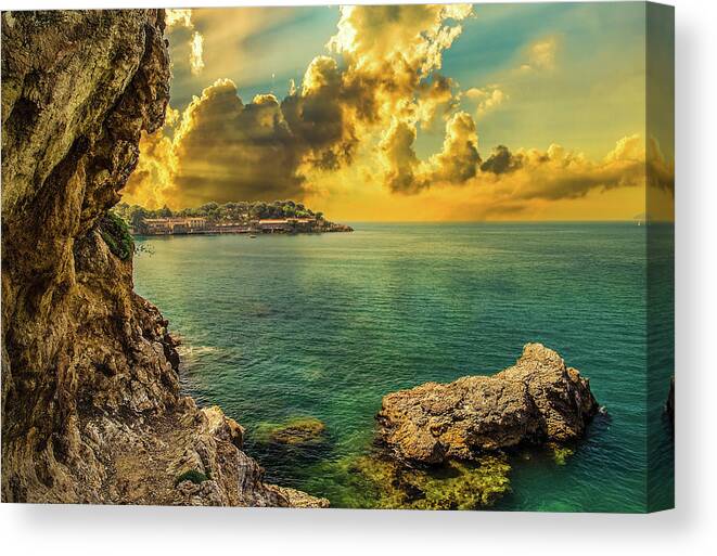 Cinque Canvas Print featuring the photograph crystal clear waters of the Cinque Terre coast #1 by Vivida Photo PC