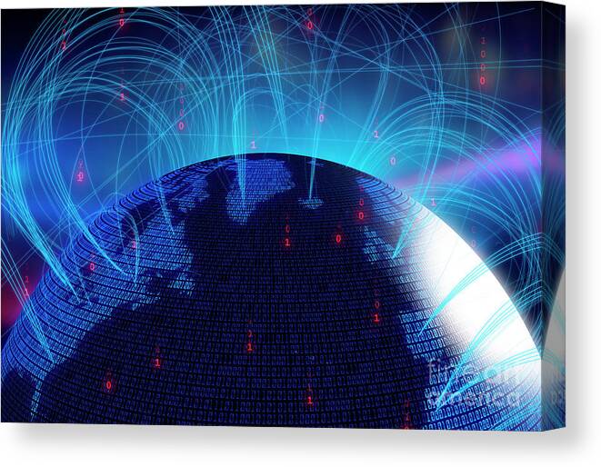Artwork Canvas Print featuring the photograph Global Networks by Mark Garlick/science Photo Library