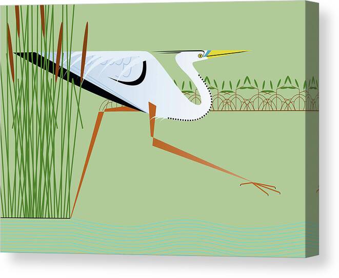 Great Blue Heron Canvas Print featuring the digital art Great Blue Heron #1 by Marie Sansone