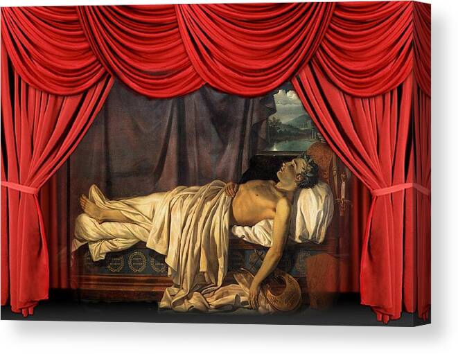 Lord Byron On His Death-bed Canvas Print featuring the painting Lord Byron On His Death #1 by MotionAge Designs