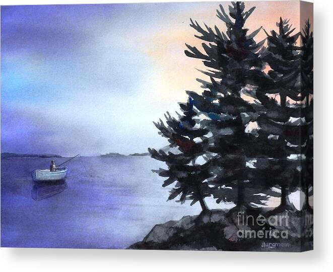 Landscape Canvas Print featuring the painting Muskoka Fishing by Petra Burgmann